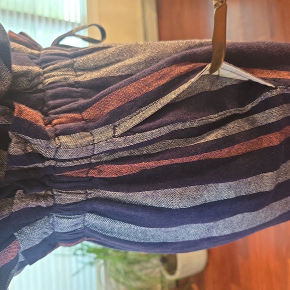 Splendid Linen Striped Spagetti Strap Jumpsuit Navy Blue Gray Size XS - Picture 7 of 10